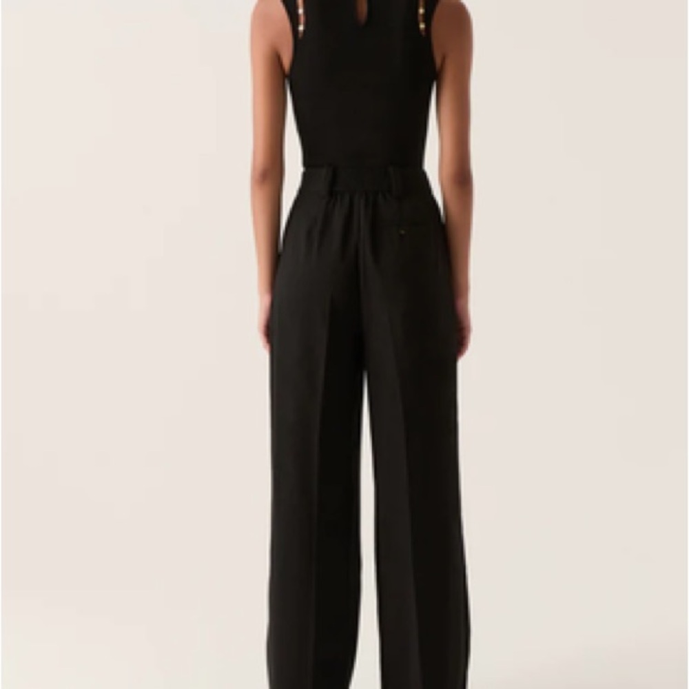 AJE Harlem Pleat Front Black Pants - Picture 4 of 10